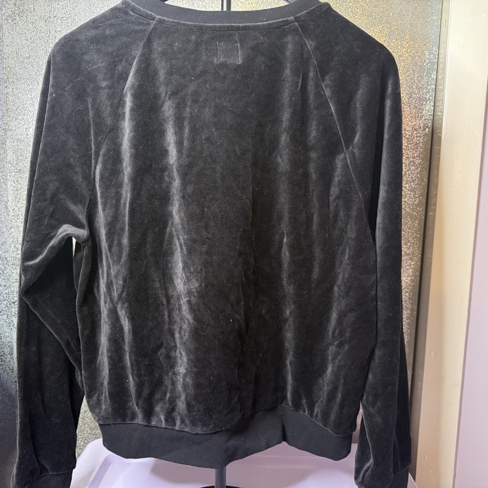 Gap Women's M Black Velour Crewneck Pullover Sweater Velvet Y2K Minimalist - Picture 5 of 6